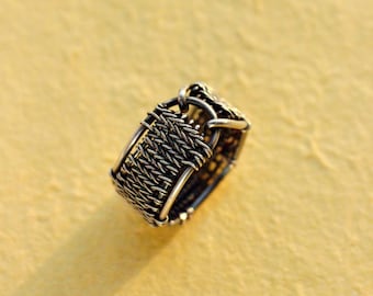 Handcrafted Wire Wrapped Silver Ring, Vintage Punk Style, Personalized Artistic Jewelry, One-of-a-kind, Unisex Ring