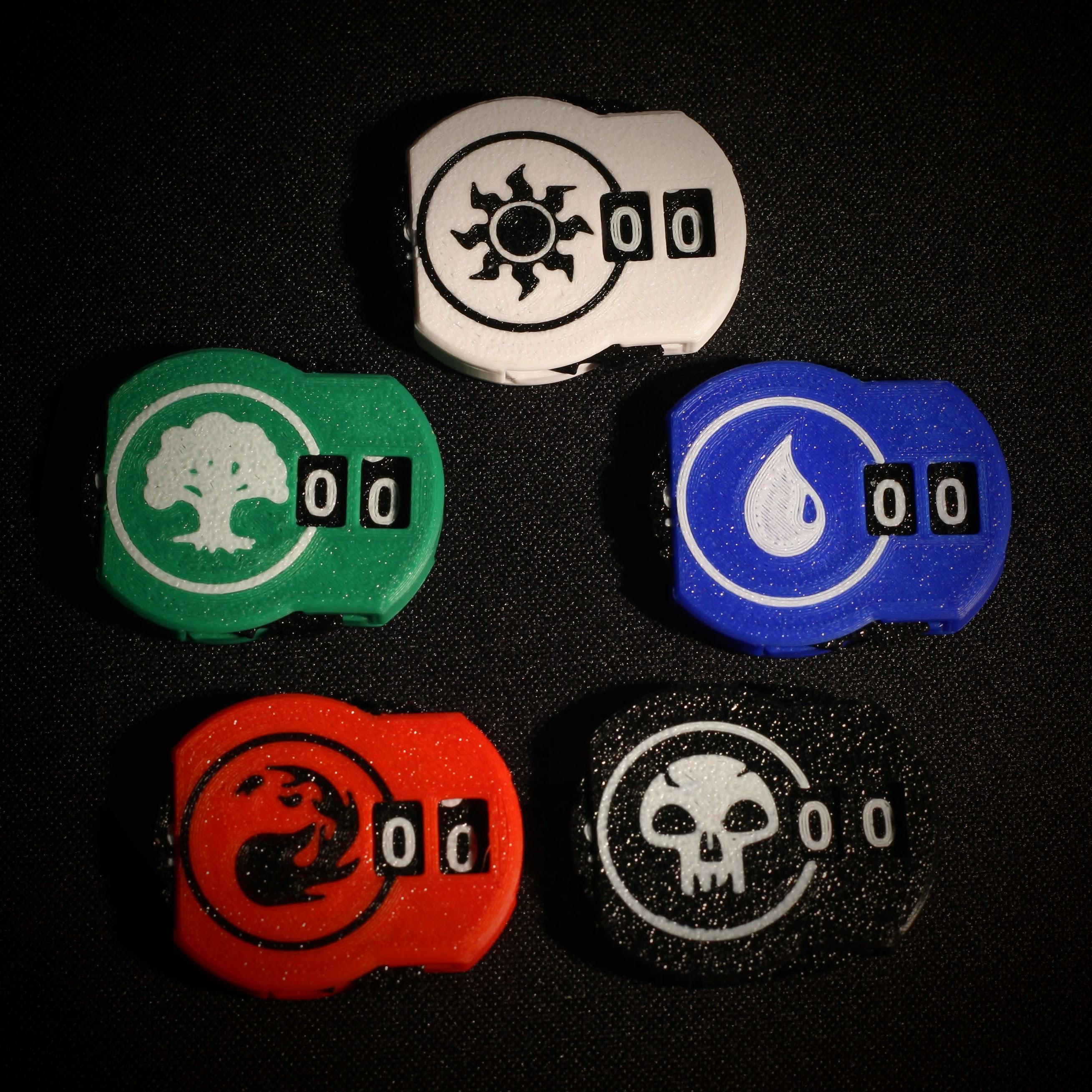 Super compact counter / tracker (0-99) with mana symbols, MtG