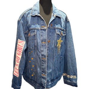 Custom Shania Twain Denim Jacket Rhinestone Western Country Concert Tour Y2K