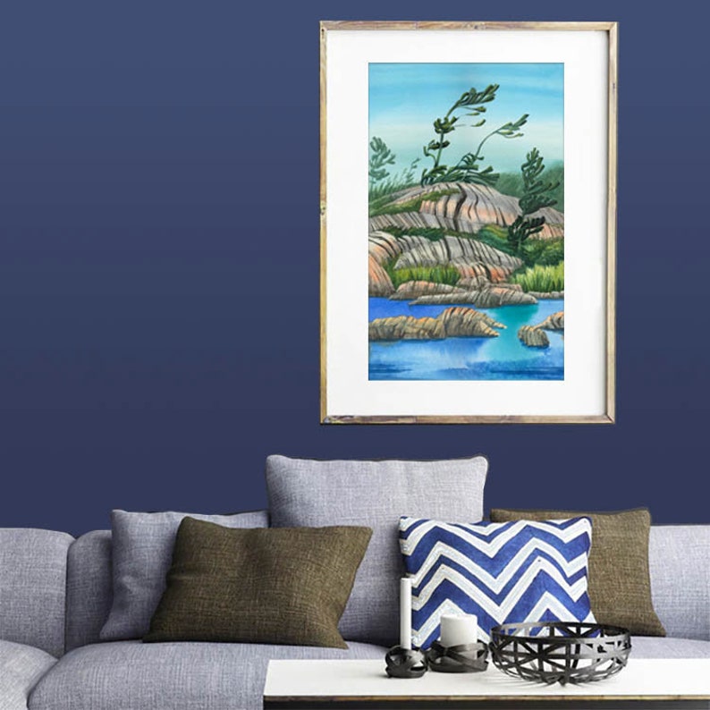 Bay Coastal Watercolor Painting Group of Seven Print Etsy