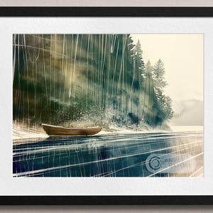 Misty Lake Watercolor Art - Serene Nature Landscape Print