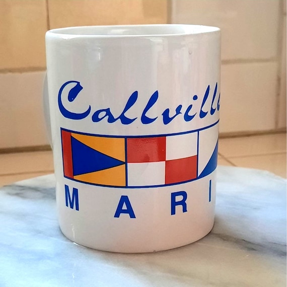 Delta Boats White Ceramic Mug by Retro Boater Delta Boats White Ceramic Mug by Retro Boater