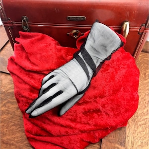 Vintage 1950s Women&#39;s Glove Single Handmade Black Mesh Mid Arm 12&quot;