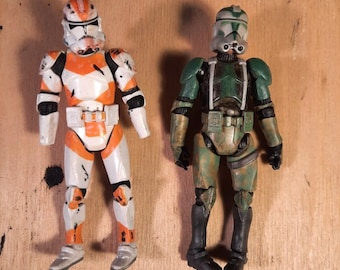 Hasbro Star Wars Commander Gree Action Figure & The Saga Collection #026 Clone Trooper Battle of Utapau Toy Lot