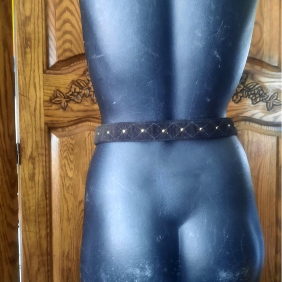 Comeco Vintage LeatherBelt  Black Suede Belt 1980… - image 2