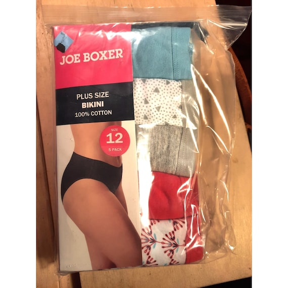 Plus Size Womens Underwear Joe Boxer Bikini Low Rise Panties Cotton 5 Pack Size  12 