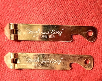Vintage Can Opener Rare Gold Vaughan 1956 Quick and Easy Can and Bottle Opener Stainless Steel Pair
