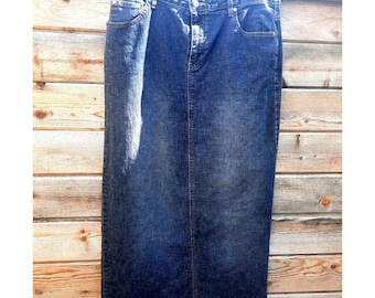 Vintage Womens Jean Skirt Juniors Sz 13 No Boundaries Womens Long Jean Skirt  Y2k