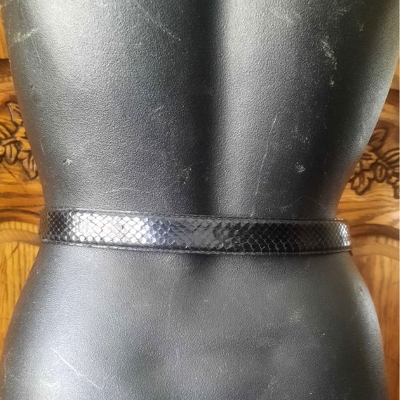 Echo Club 7 Vintage S Snake Skin Black Belt 1980s… - image 3