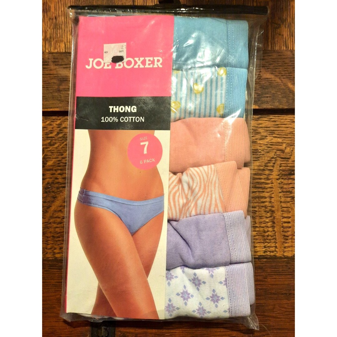 Womens Underwear Joe Boxer Thong 100 Cotton 6 Pack Mid Rise Size 7 Etsy