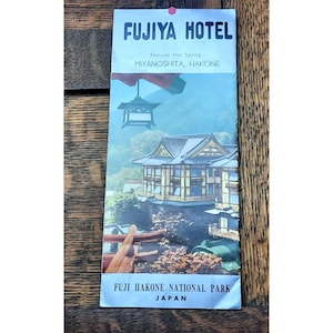 Folleto antiguo del hotel Fujiya del parque nacional japonés con papel de arroz de 1960