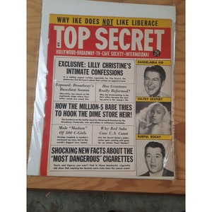 Revista Top Secret de la época, publicación original de Liberace, vol. 1, n.º 14, agosto de 1955