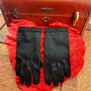 Vintage Crescendoe Women&#39;s Gloves Black &quot;Leather Tailored&quot; Pair