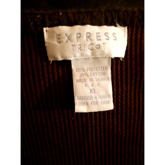 Vintage 1990s Express Tricot Faded Brown Waffle K… - image 5