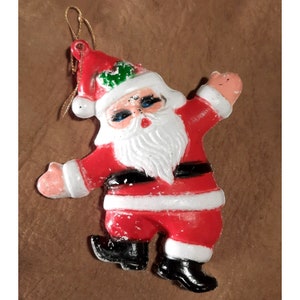 Vintage Blow Molded Christmas Dancing Santa Claus Ornament Christmas Decor 1970s