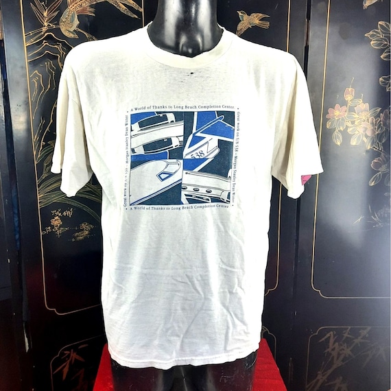 Vintage 1990s Mens T-shirt Long Beach Private Jet Development