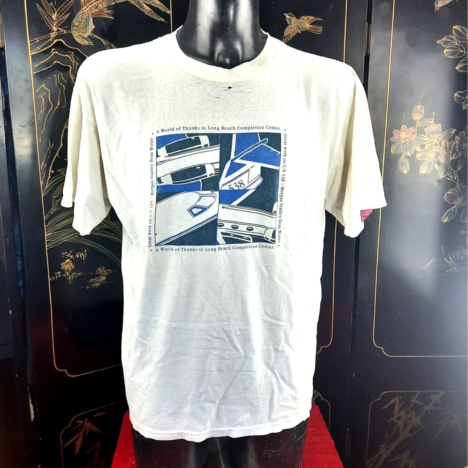 Vintage 1990s Mens T-shirt Long Beach Private Jet Development