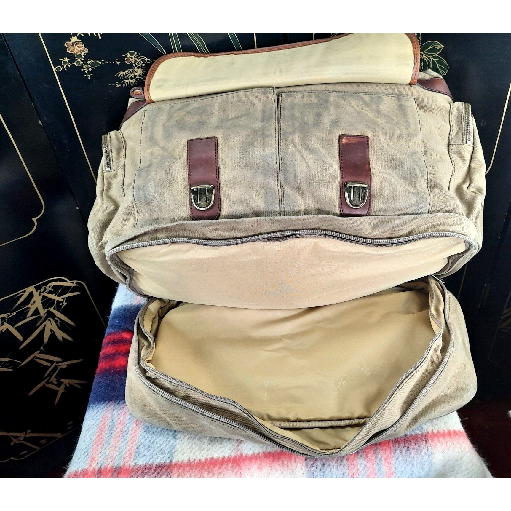 Vintage Bob Timberlake Leather Canvas Travel Shoulder Bag Etsy