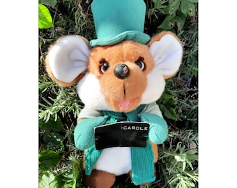 Vintage Plush 1988 Applause Chris Mouse Plush Christmas Mouse Caroler 13"