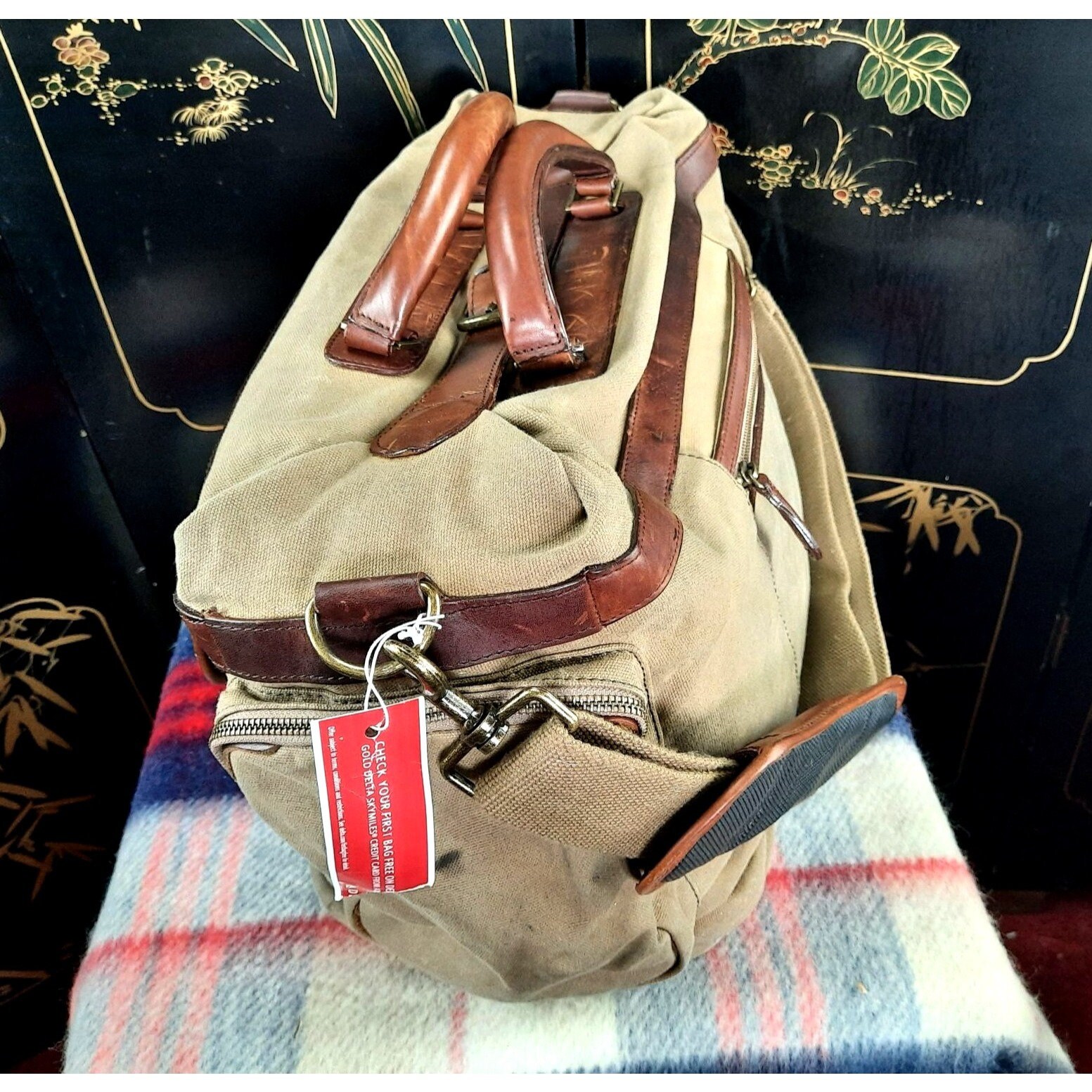 Vintage Bob Timberlake Leather Canvas Travel Shoulder Bag Etsy