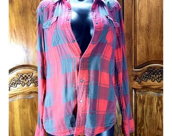 Vintage Diesel dames geruite blouse met knoopsluiting rood