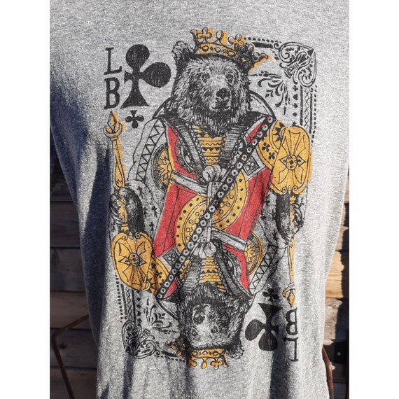 Lucky Brand Tshirt XL Original LB King Bear Poker Card Single Stitch  Heather Grey 