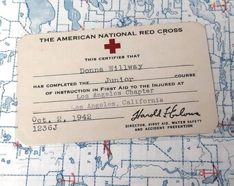 Karta członkowska American National Red Cross dla Donny Willway z 1942 r. w Los Angeles