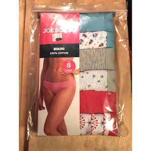 Womens Underwear Joe Boxer Bikini Mid Rise Panties cotton 6 pack Size 8