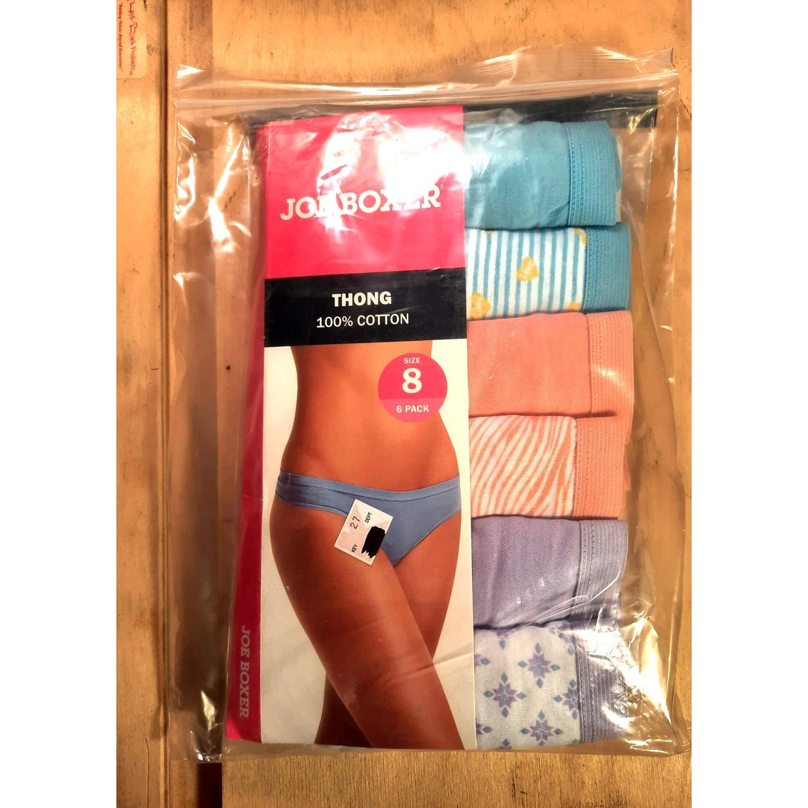 Womens Underwear Joe Boxer Thong Low Rise Panties Cotton 6 Pack Size 8 ...