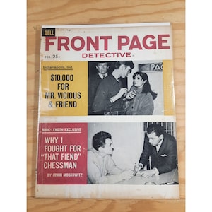 Vintage Front Page Detective Magazine Mr. Vicious and Friends Oryginalna publikacja Tom 24 Nr 10 Luty 1961