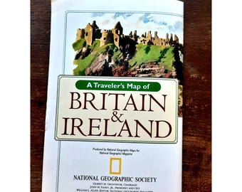 Vintage National Geographic Map A Traveler's Map of Britain & Ireland January 1, 2000