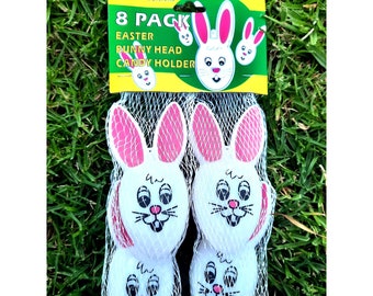 Vintage Easter Bunny Head Blow Mold Plastic Easter Eggs Set 8 Pack NIB