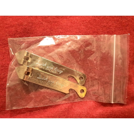 Vintage Can Opener Rare Gold Vaughan 1956 Quick and Easy Can and Bottle  Opener Stainless Steel Pair 