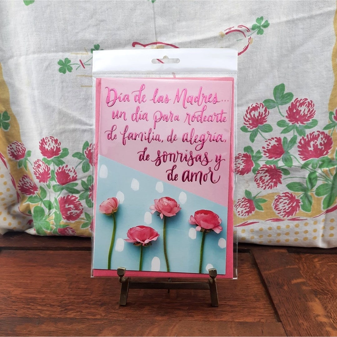 Hallmark Vida Spanish Mother's Day Card Pink Foil Poppies New With ...