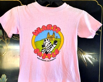 Girls Vintage Tshirt 1980s Hearst Castle San Simeon California Single Stitch Zebra Baby Tee