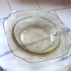 Vintage Indiana Federal Glass Madrid Amber Salladstallrikar 2-delat set Gult Depressionglas