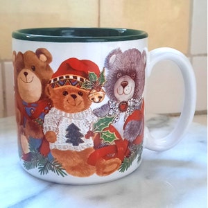 Vintage Christmas Mug Beary Christmas by Kathy Rogers for Potpourri Designs 1993 Teddy Bears