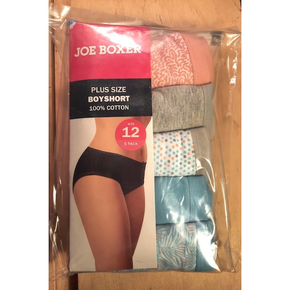 Womens Plus Size 12 Joe Boxer Panties Boyshort Cotton 6 Pack