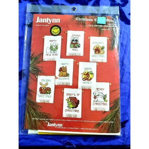 Vintage Janlynn Needlecraft Christmas Critters Ornaments Cross Stitch Kit no 977-46 1988 Deadstock New