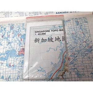 Vintage Landkarte Singapur Topographische Karte 1994 Edition in Originalhülle