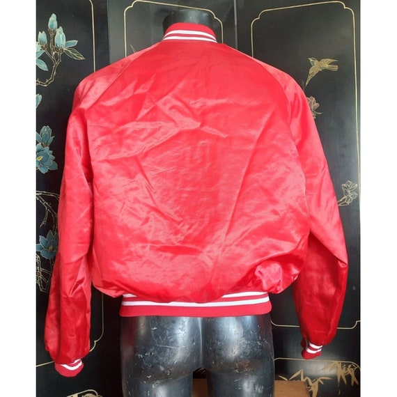 Vintage Unique "Gary" Red Satin Bomber with Colle… - image 4