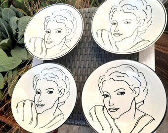 Vintage 1990s Francesca by Sango Stoneware Coupe Soup Bowl Salad Bowl Sets