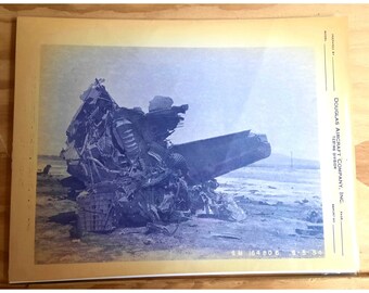 Vintage Photograph NASA - Ames Moffett Field Douglas Aircraft Company Testing Division Corvair 990 Airplane Crash 1973 Photo Large Fallen Pa