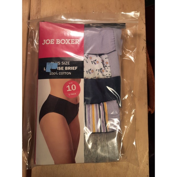 Womens Plus Size Joe Boxer Panties Low Rise Brief Cotton 5 pack panties  Size 10