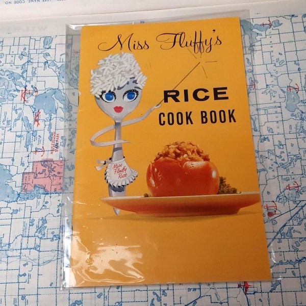 Carnet de livres de cuisine vintage Miss Fluffy's Rice Cook Book Book des années 1960