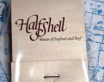 Vintage Streichholzschachtel Streichhölzer Halbe Schale Haus von Seafood and Beef Restaurant Knoxville, TN 1980er Jahre