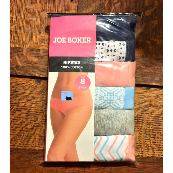 Womens Underwear Joe Boxer Hipster Panties Cotton 6 Pack Mid Rise Size 8 -   Hong Kong