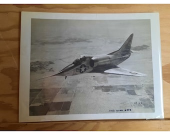 Vintage Photograph Douglas Aircraft Company A-4 Skyhawk Navy Bomber Over Edwards Air Force Base 1960s