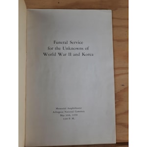 Programm Trauerfeier für die Unbekannten aus dem Zweiten Weltkrieg und Korea 1958