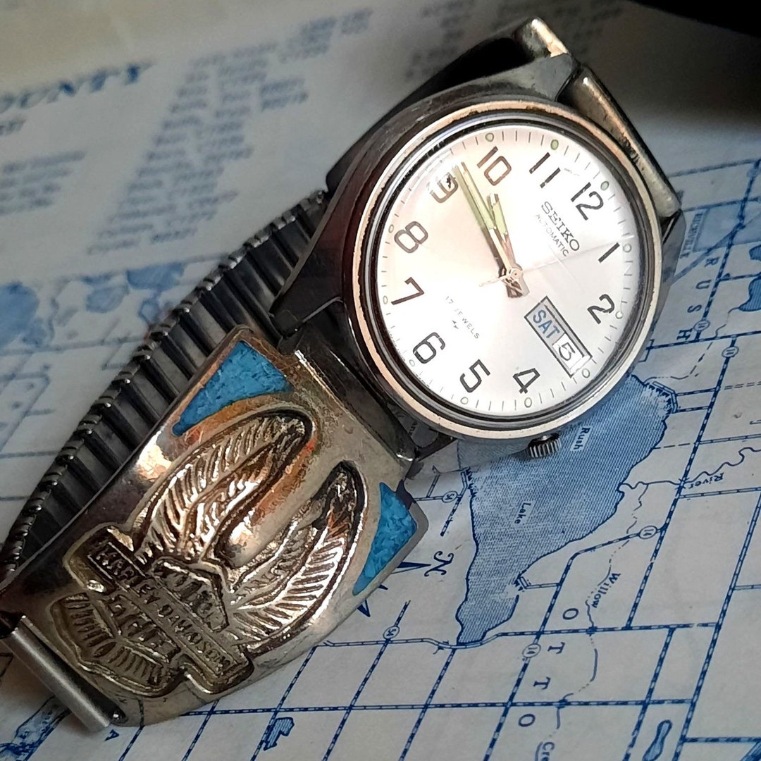 Vintage Seiko Automatic 17 Jewels 1978 Silver Tone Mens
